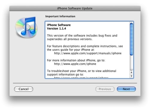 Apple Releases Firmware 1.1.4 for iPhone, iPod