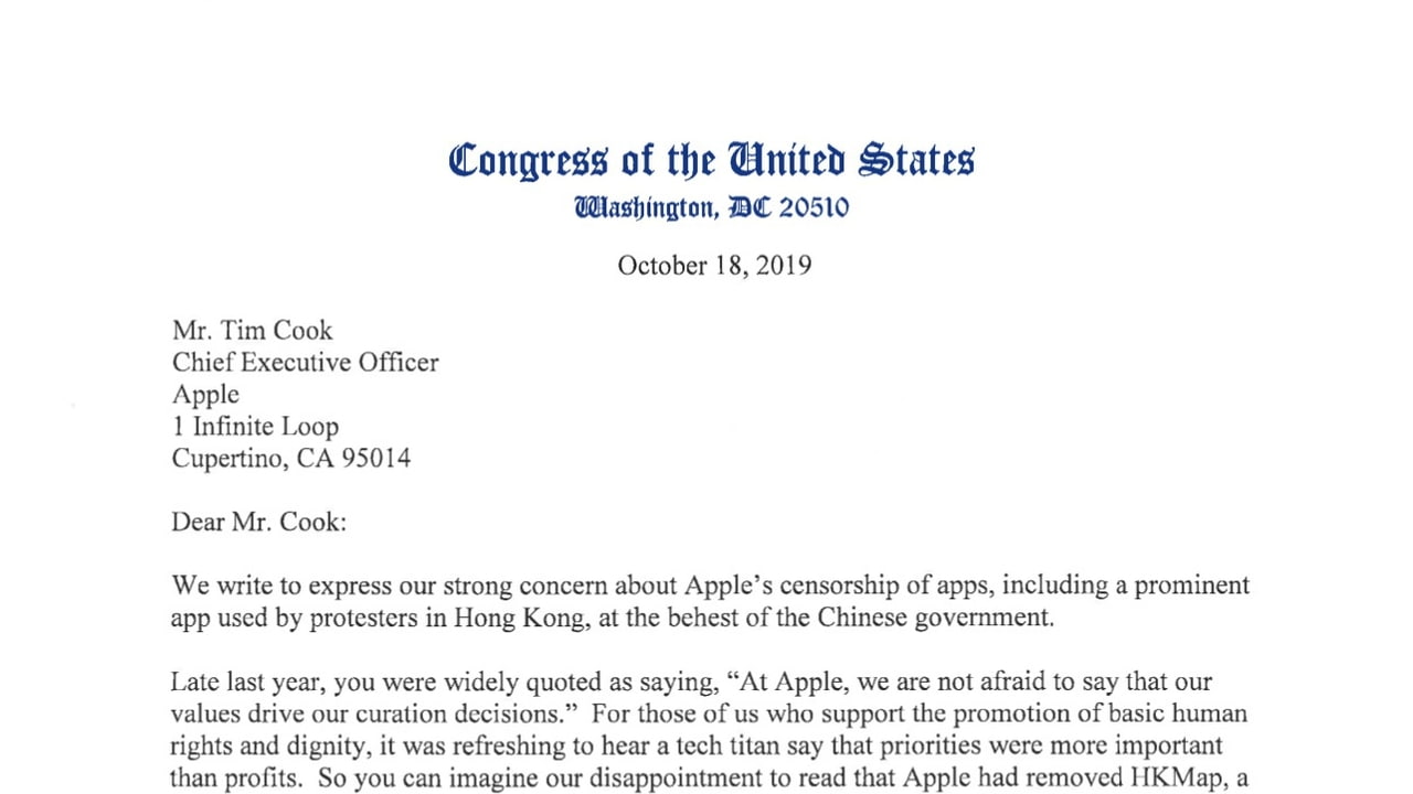 Tim Cook Letters U.S. Senators Write Open Letter to Tim Cook Urging Apple to Reinstate ...
