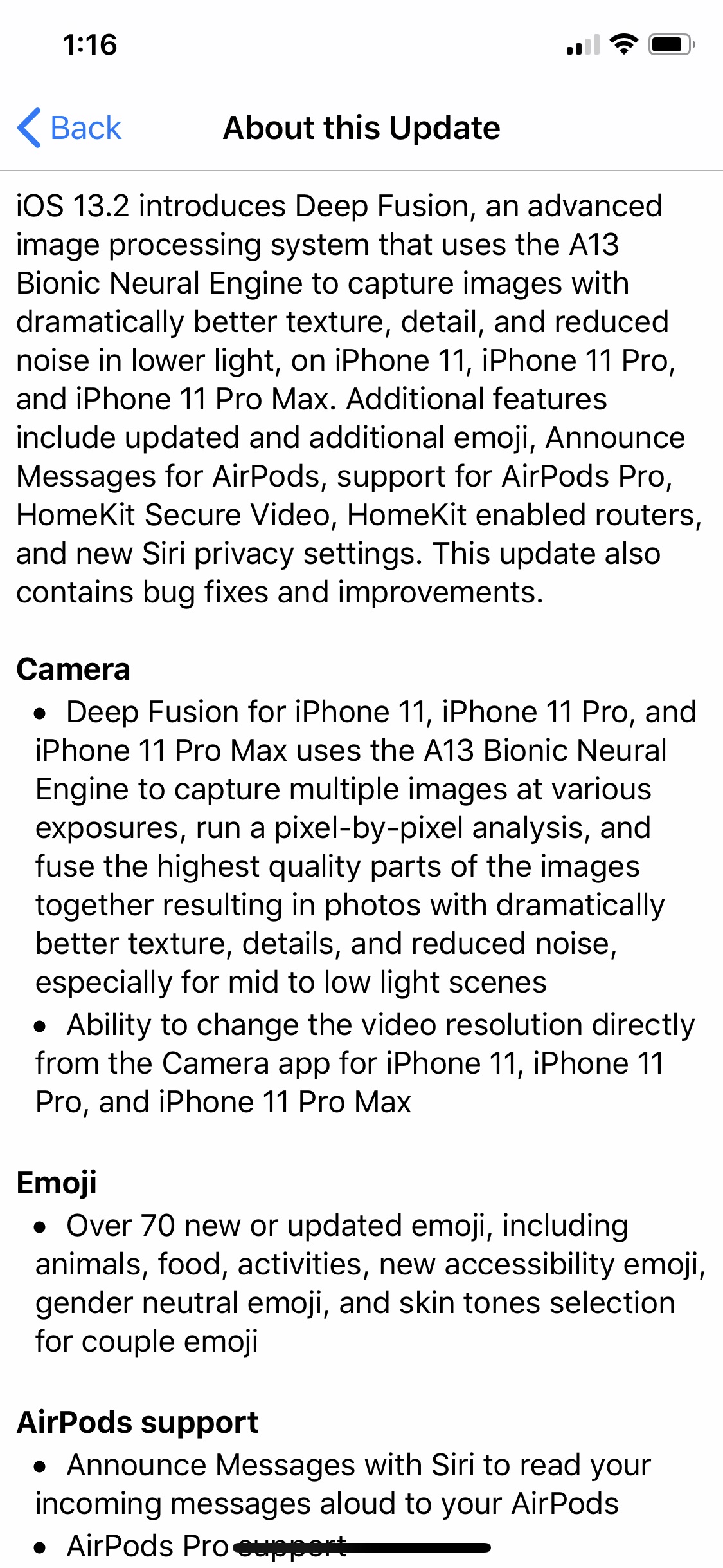 Here is the Full Changelog for iOS 13.2
