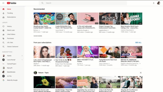 YouTube Debuts a New Look for Desktops and Tablets