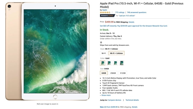10.5-inch iPad Pro With Cellular On Sale for $499 [Deal]