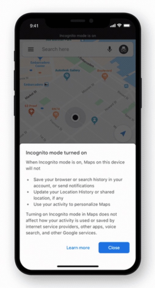 Google Maps for iOS Gets Incognito Mode