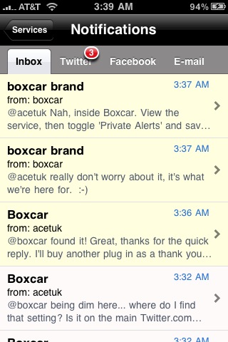Boxcar Adds Instant Direct Messages