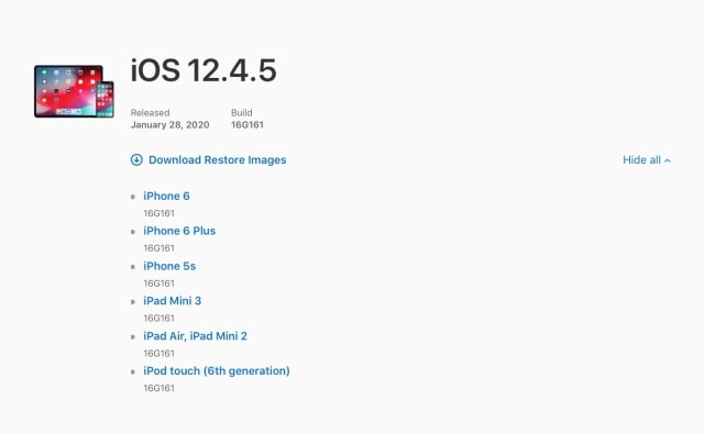 Apple Releases iOS 12.4.5 for Older iPhone, iPad, iPod Touch Devices [Download]