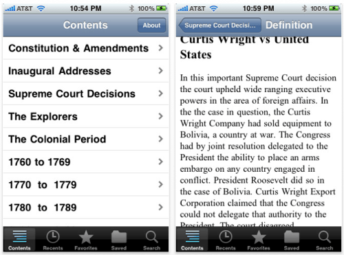 Speeches and Document in US History for iPhone