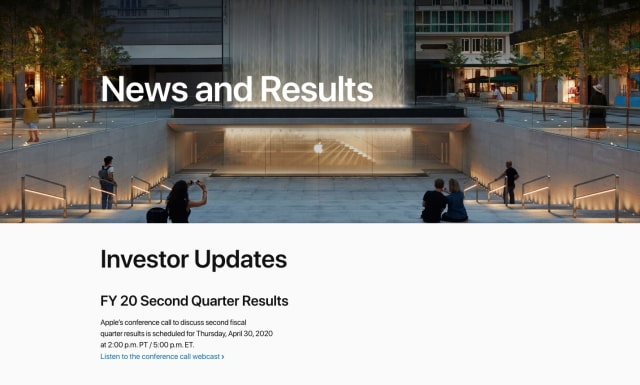 Apple Will Announce Q2 2020 Earnings on April 30th