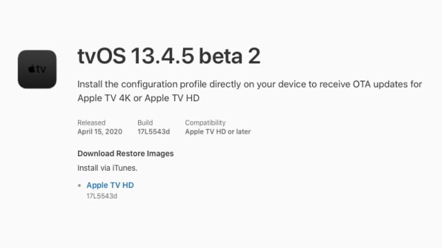 Apple Seeds tvOS 13.4.5 Beta 2 to Developers [Download]