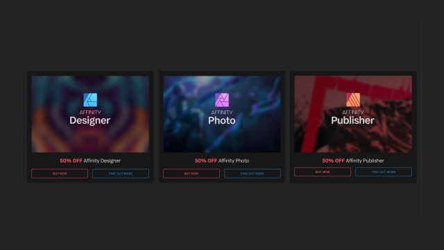 Affinity Photo, Designer, Publisher On Sale for 50% Off [Deal]