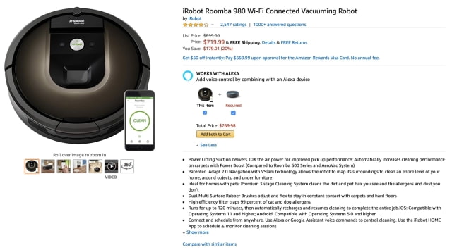 Buy a Refurbished Roomba 980 and Save $380 [Deal]