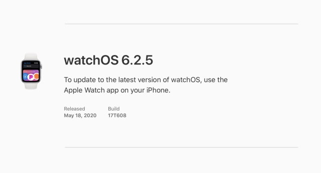 Apple Releases watchOS 6.2.5 for Apple Watch