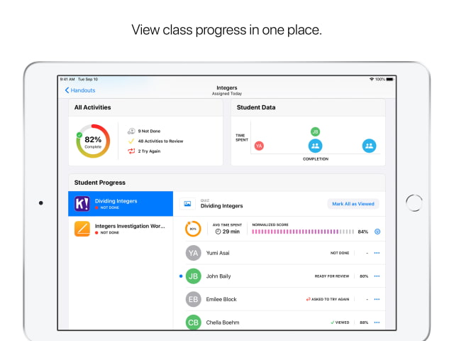 Apple Releases Schoolwork 2.0 for iPad With All-New Design, Progress Insights, More