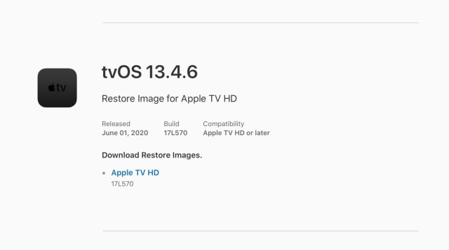 Apple Releases tvOS 13.4.6 for Apple TV [Download]