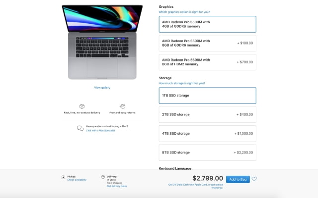 Apple Updates 16-inch MacBook Pro With High-End GPU Option, Mac Pro Gets SSD Upgrade Kit