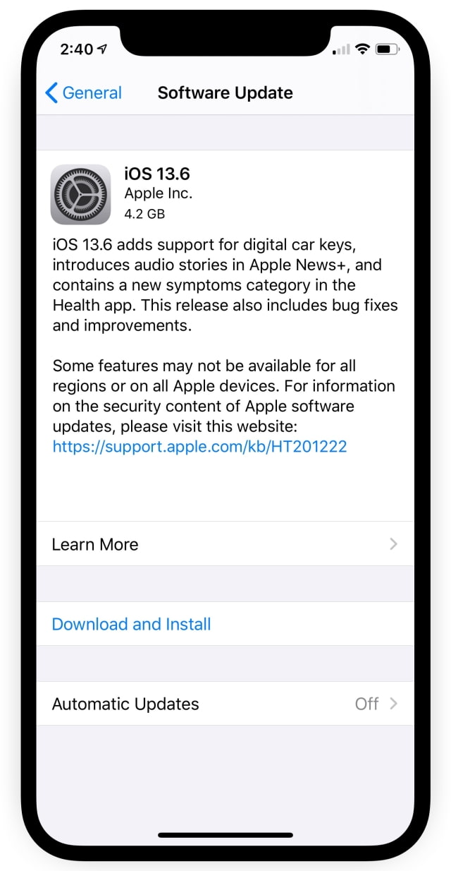 Apple Releases iOS 13.6 GM to Developers With Car Key, Apple News Audio, More [Download]