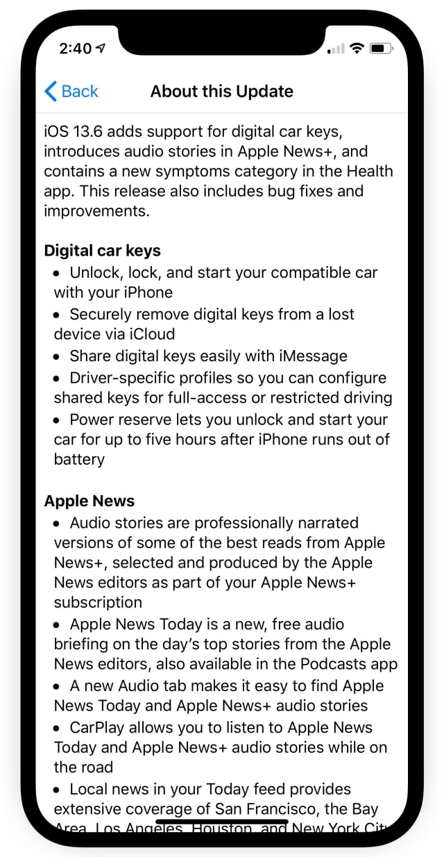 Apple Releases iOS 13.6 GM to Developers With Car Key, Apple News Audio, More [Download]