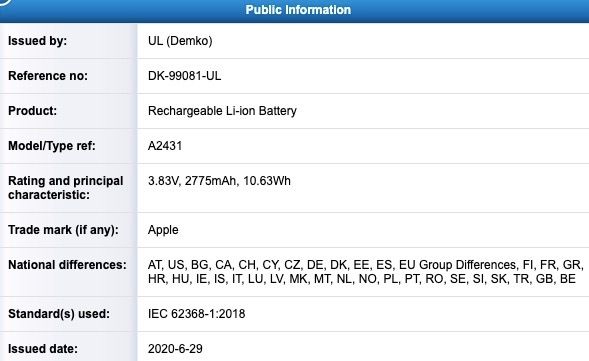 Possible iPhone 12 Batteries Spotted in Certification Databases, Some With Lower Capacities