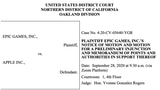 Epic Games Files Motion for Preliminary Injunction Against Apple
