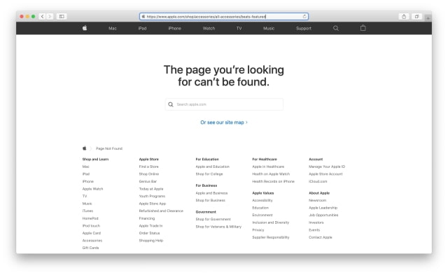 Apple Removes Featured Beats Landing Page Ahead of October 13th Event