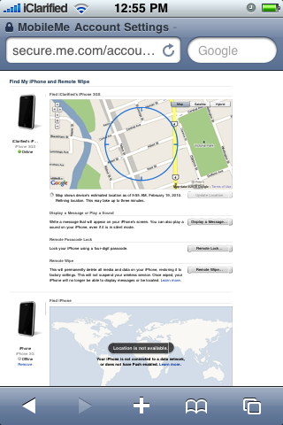 Apple Now Lets You Access Find My iPhone From MobileSafari