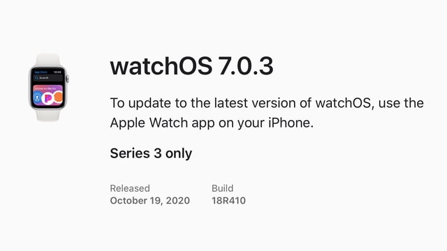 Apple Releases watchOS 7.0.3 for Apple 