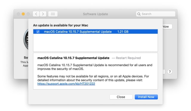 Apple Releases macOS Catalina 10.15.7 Supplemental Update [Download]