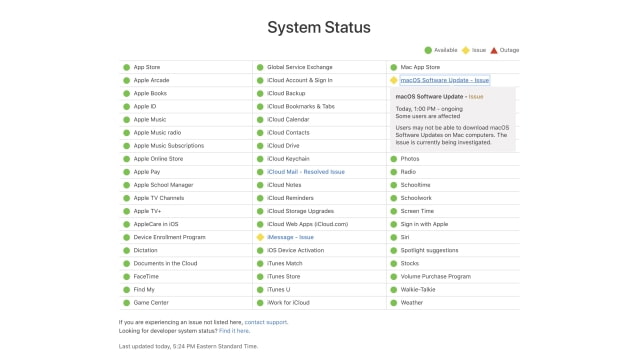 Apple Software Update Goes Down Following Release of macOS Big Sur