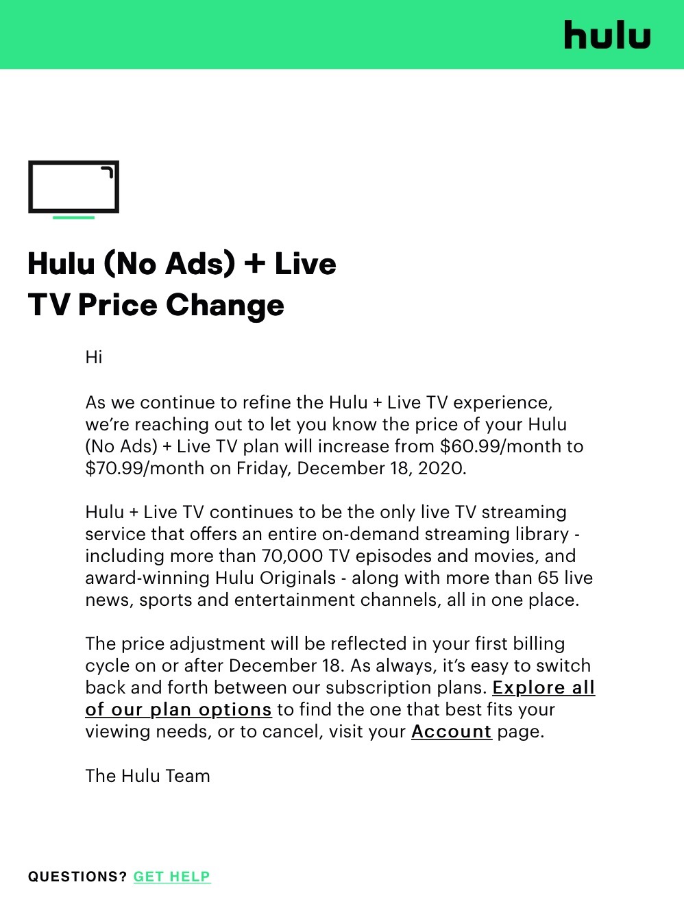 Hulu Announces 18% Price Increase for Live TV Service
