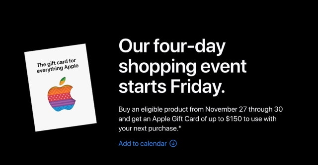 Apple Announces Black Friday / Cyber Monday Shopping Event