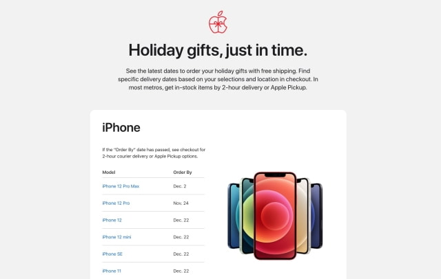 Apple Announces Holiday Shipping Deadlines for Online Purchases