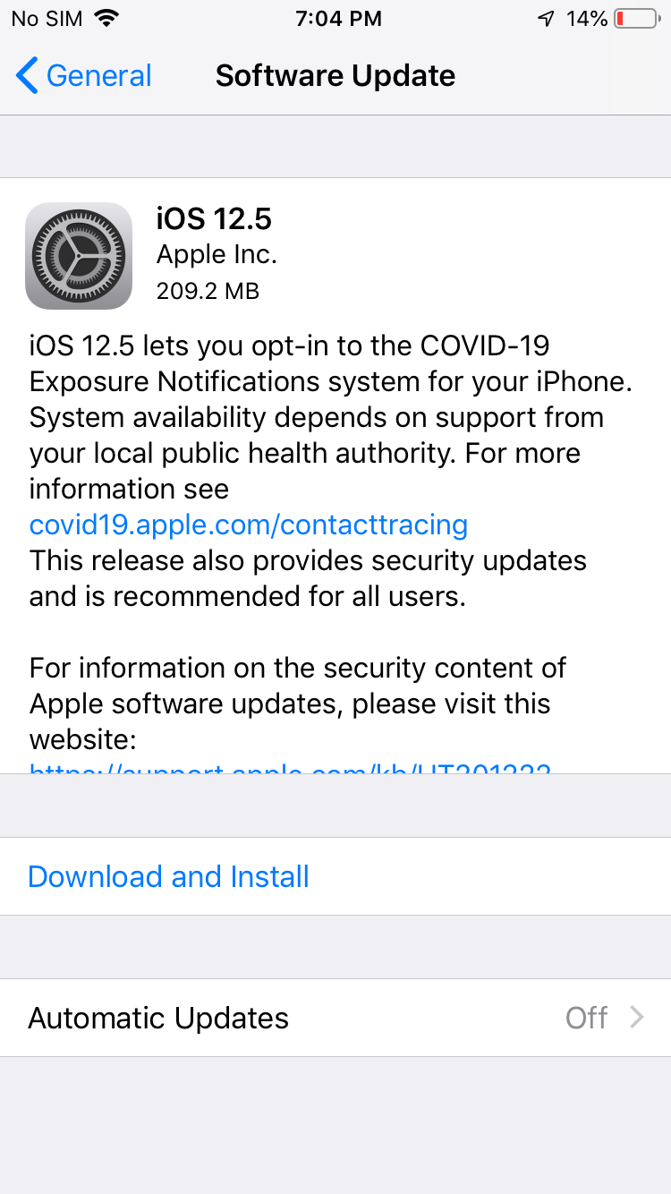 Apple Releases iOS 12.5 for Older iPhones and iPads With COVID-19 Exposure Notifications