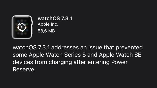 Apple Releases watchOS 7.3.1 With Charging Fix