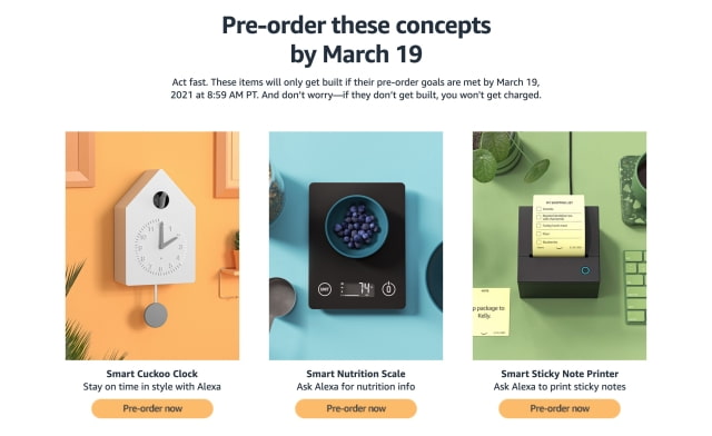 Amazon Debuts Three New Smart Products That Will Only Get Built If They Receive Enough Pre-orders