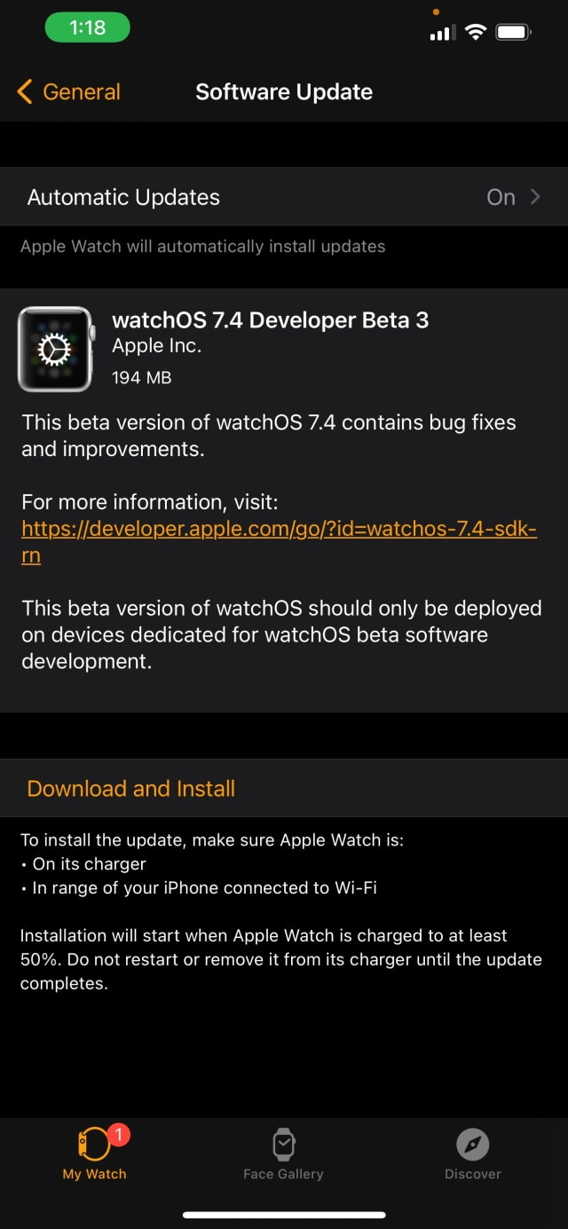 Apple Seeds watchOS 7.4 Beta 3 to Developers [Download]