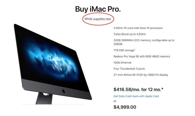 Apple Discontinues iMac Pro, Buy &#039;While Supplies Last&#039;