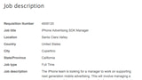 Apple is Hiring an iPhone Advertising SDK Manager 