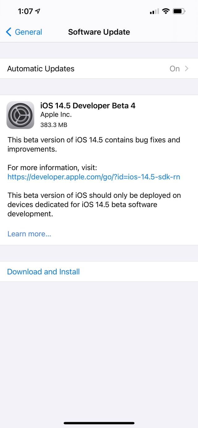 Apple Releases iOS 14.5 Beta 4 and iPadOS 14.5 Beta 4 [Download]