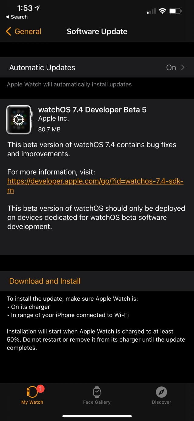 Apple Seeds watchOS 7.4 Beta 5 to Developers [Download]