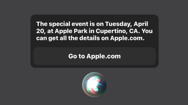 Siri Reveals Next Apple Event to be Held April 20