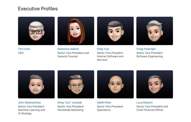 Apple Updates Leadership Page With Memoji Avatars Ahead of WWDC
