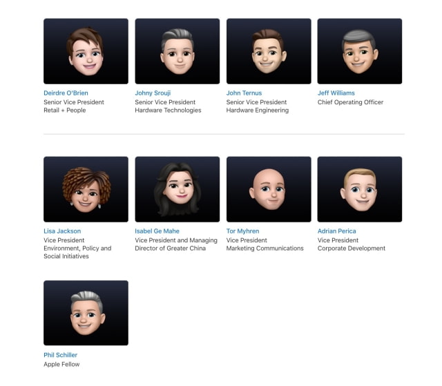 Apple Updates Leadership Page With Memoji Avatars Ahead of WWDC