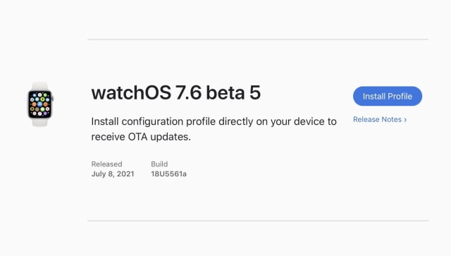 Apple Seeds watchOS 7.6 Beta 5 to Developers [Download]