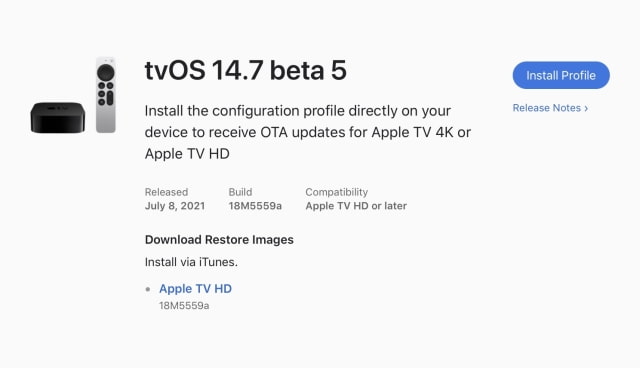 Apple Seeds tvOS 14.7 Beta 5 to Developers [Download]