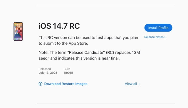 Apple Releases iOS 14.7 RC and iPadOS 14.7 RC [Download]