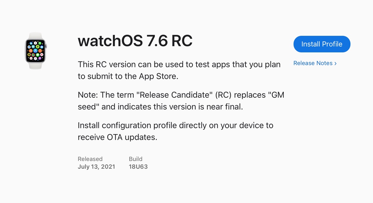 Apple Seeds watchOS 7.6 RC to Developers [Download]