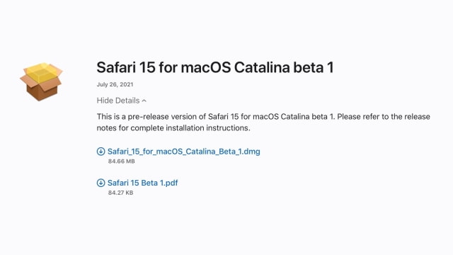 Apple Releases Safari 15 for macOS Catalina Beta 1 [Download]