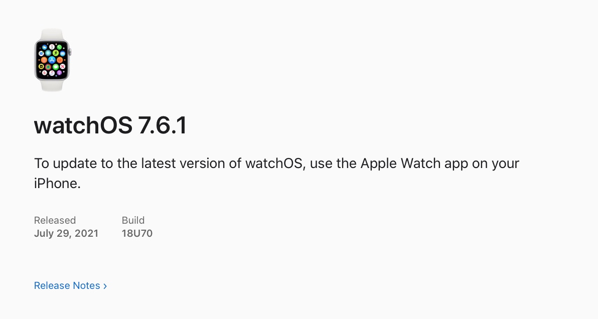 Apple Releases watchOS 7.6.1 for Apple Watch [Download]