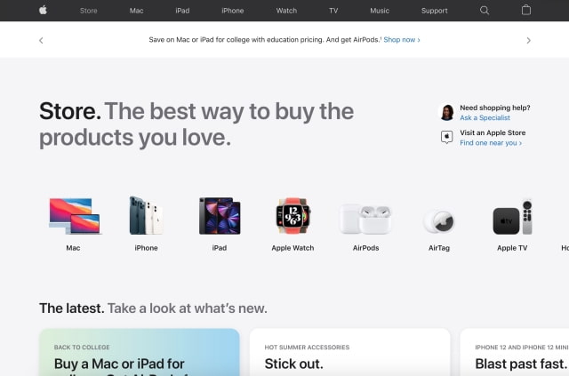 Apple Brings Back Dedicated Store Tab to Its Website