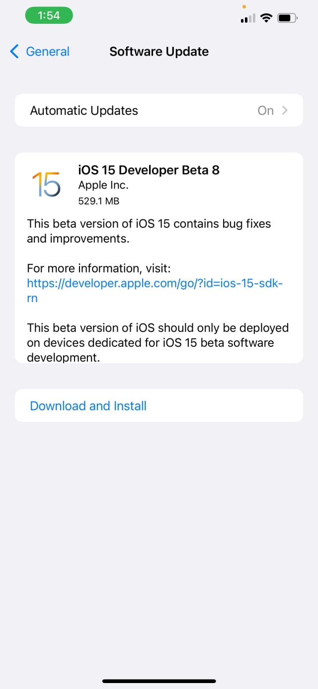 Apple Releases iOS 15 Beta 8 and iPadOS 15 Beta 8 [Download]