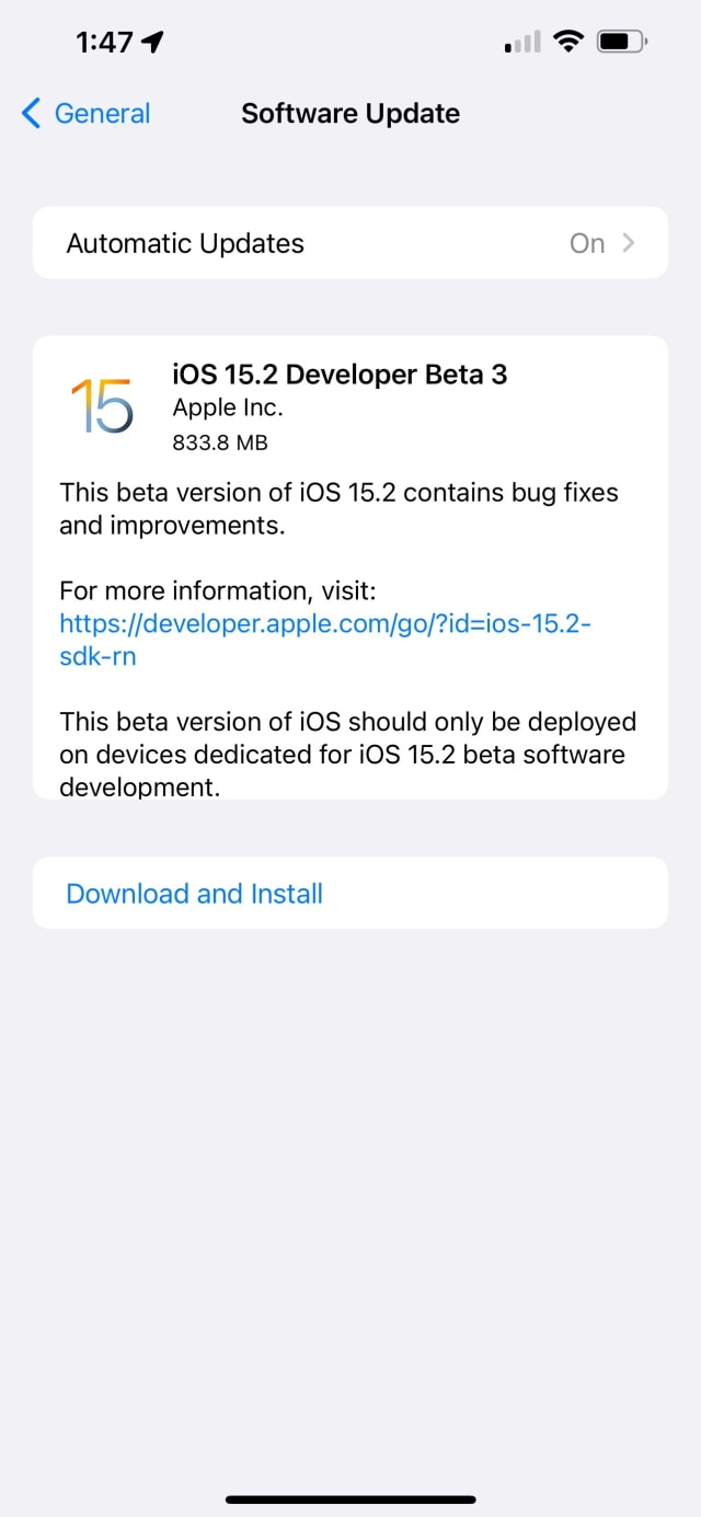 Apple Releases iOS 15.2 Beta 3 and iPadOS 15.2 Beta 3 [Download]