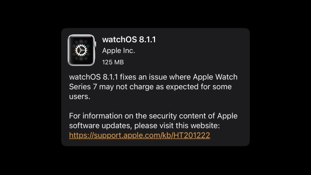 Apple Releases watchOS 8.1.1 to Fix Apple Watch Series 7 Charging Problem [Download]